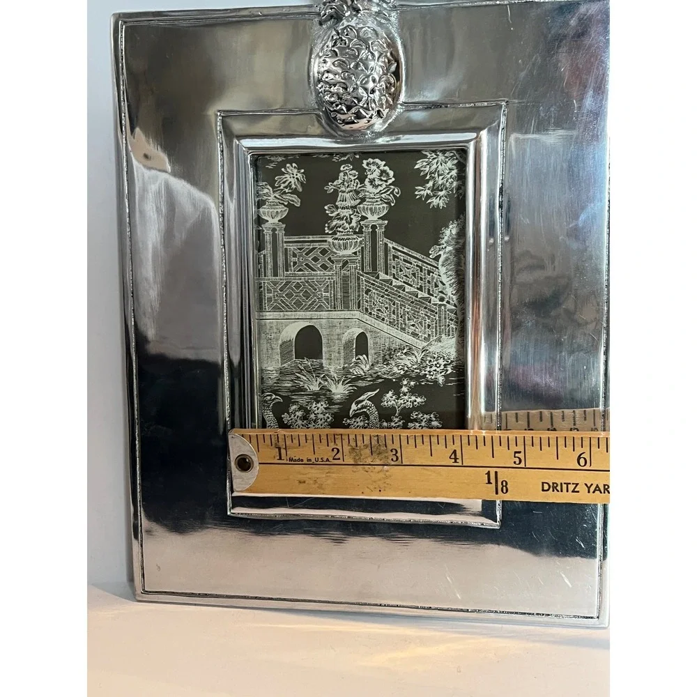 Mariposa Brillante Pineapple Picture Frame Silver Recycled Aluminum 4x6 Mexico